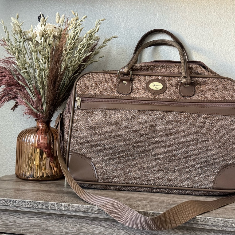 Finesse by Verdi Brown Tweed Travel Bag